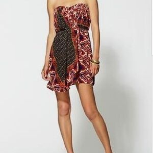 Twelfth Street by Cynthia Vincent Strapless Red and Black Patterned Dress